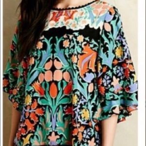 Maeve 100% silk tulip print blouse